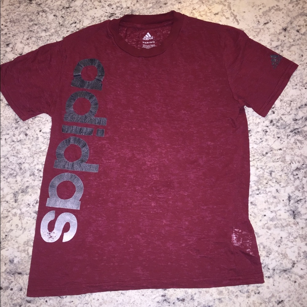 adidas red shirt.